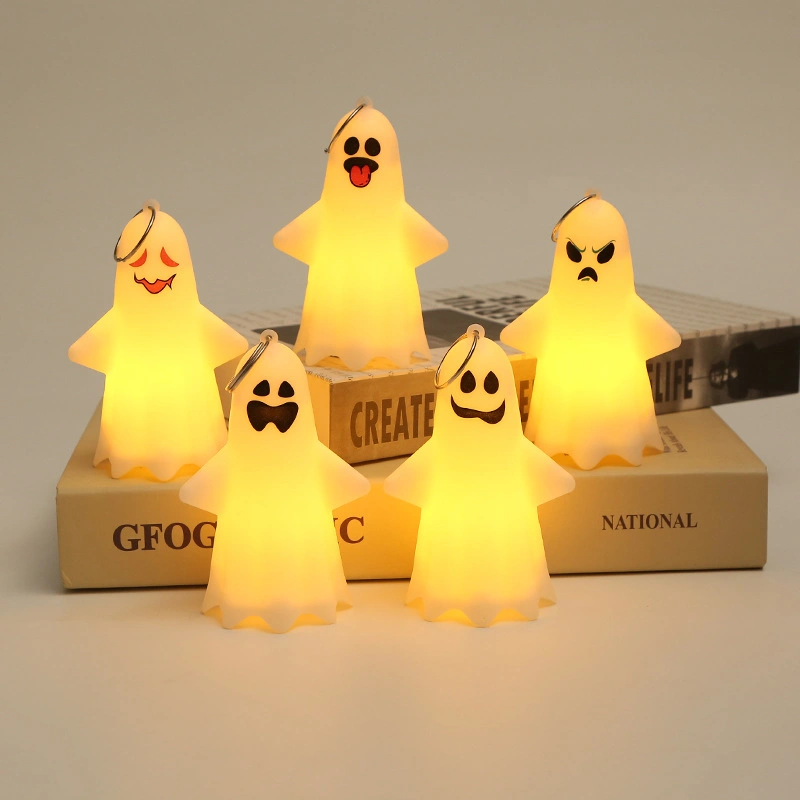 Halloween Ghost LED Candle Light Plastic Keychain Pendant